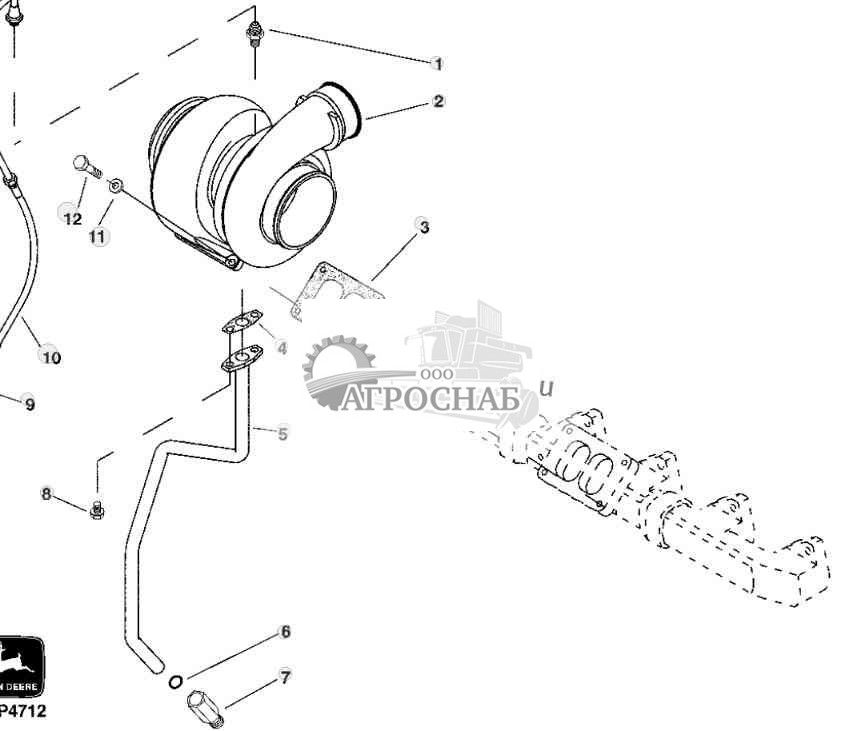 6509 Turbocharger and Oil Lines 